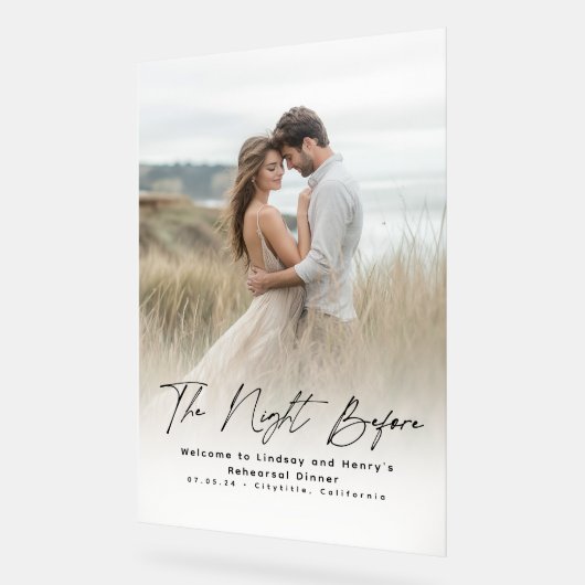 Moderne Elegante Repetitie Diner Foto Welkom Teken Acryl Bord (Hoek)