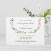 Moderne Elegante Retro Bloemen Krans Trouwen Kaart (Staand voorkant)