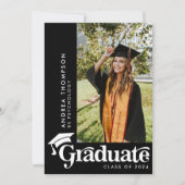 Moderne Elegante Retro Graduation Cap Fotocollage Kaart (Voorkant)