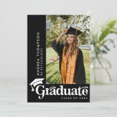 Moderne Elegante Retro Graduation Cap Fotocollage Kaart (Staand voorkant)