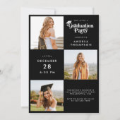 Moderne Elegante Retro Graduation Cap Fotocollage Kaart (Achterkant)