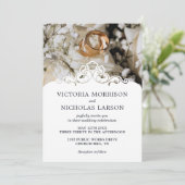 Moderne Elegante Ringen Bloemen Klassieke bruiloft Kaart (Staand voorkant)