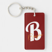 Moderne Elegante rode Acryl Sleutelhanger (Voorkant)