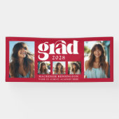 Moderne Elegante Rode Afstuderen Fotocollage Spandoek (Horizontaal)