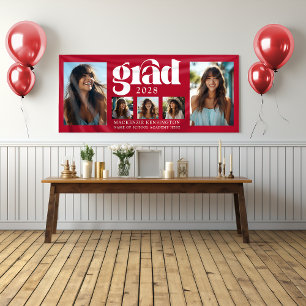 Moderne Elegante Rode Afstuderen Fotocollage Spandoek
