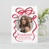 Moderne Elegante Rode Boog 2 Foto Afstuderen Aankondiging (Staand voorkant)