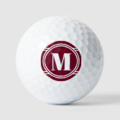 Moderne Elegante Rode en Witte Aangepaste Monogram Golfballen (Voorkant)