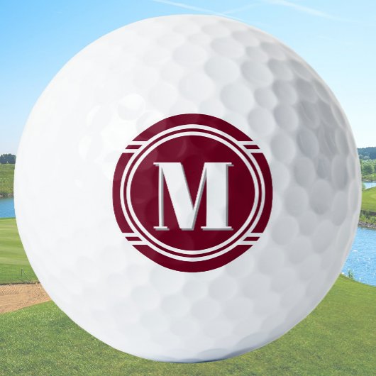 Moderne Elegante Rode en Witte Aangepaste Monogram Golfballen