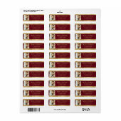 Moderne Elegante Rode & Faux Gouden Kerstfoto Etiket (Full Sheet)