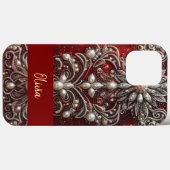 Moderne elegante rode groene parels Valentijnsdag Case-Mate iPhone Case (Achterkant (horizontaal))