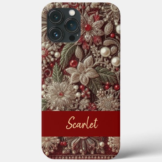 Moderne elegante rode groene parels Valentijnsdag Case-Mate iPhone Case (Achterkant)