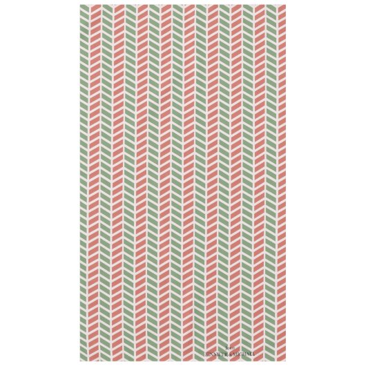Moderne elegante rode groene pastel Kerstmis Tafelkleed (Voorkant)