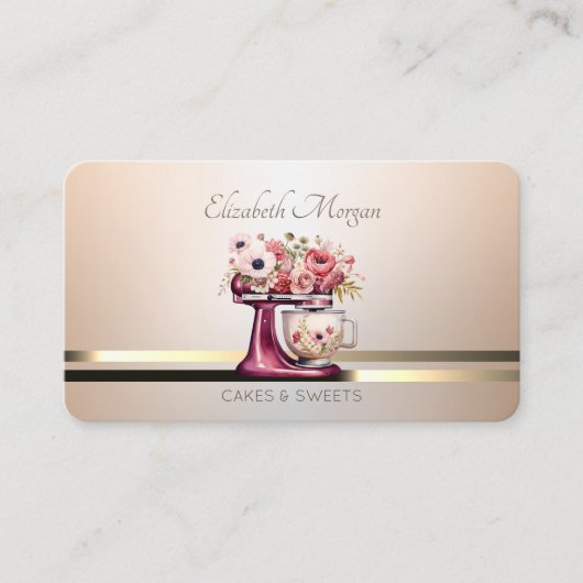 Moderne Elegante Rode Mixer Bloemen Bakkerij Lumin Visitekaartje (Voorkant)