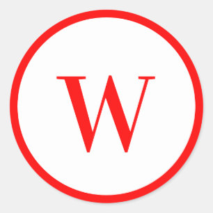 Moderne Elegante Rode Monogram Initiaal Ronde Sticker