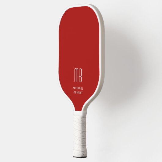 Moderne Elegante Rode Monogram Pickleball Paddle (Links)
