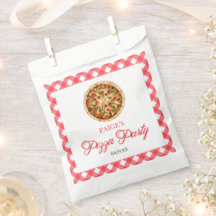 Moderne Elegante Rode Pizza Party Verjaardagsfeest Bedankzakje