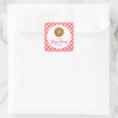 Moderne Elegante Rode Pizza Party Verjaardagsfeest Vierkante Sticker (Tas)
