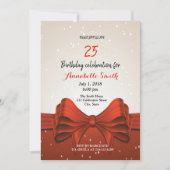 Moderne elegante rode ribbonverjaardag kaart (Voorkant)