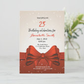 Moderne elegante rode ribbonverjaardag kaart (Staand voorkant)