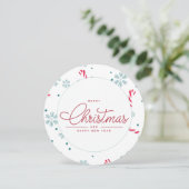 Moderne Elegante Rode Script Foto Kerstmis Feestdagenkaart (Staand voorkant)
