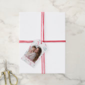 Moderne Elegante Rode Script Foto Prettig Kerstfee Cadeaulabel (Met Touw)