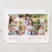 Moderne elegante rode vrolijke kerstfotocollage feestdagenkaart (Voorkant)