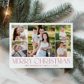 Moderne elegante rode vrolijke kerstfotocollage feestdagenkaart