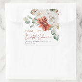 Moderne Elegante Rode Winter Kerst Bruids Bruiloft Vierkante Sticker (Tas)