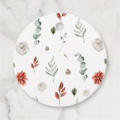 Moderne Elegante Rode Winter Kerst Bruidsdouche Bedankjes Labels (Achterkant)