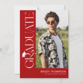 Moderne Elegante Rode & Witte Afstudeercadeau met Kaart (Voorkant)