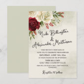 Moderne Elegante Rode Witte Rozen Trouw Uitnodigin Kaart (Voorkant / Achterkant)