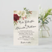 Moderne Elegante Rode Witte Rozen Trouw Uitnodigin Kaart (Staand voorkant)