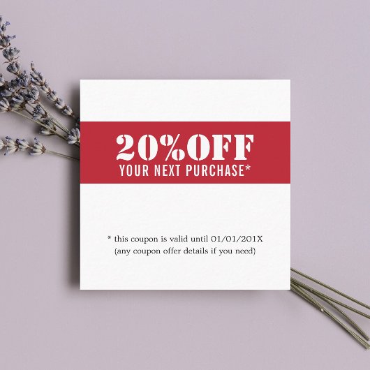 Moderne Elegante Rode Witte Schoonheid Coupon