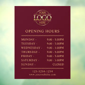 Moderne Elegante Rode Zakelijke Openingstijden Raamsticker (Vel 3)