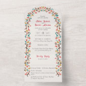 Moderne Elegante Romantische Bloemen Krans Trouwen All In One Uitnodiging (Binnen)