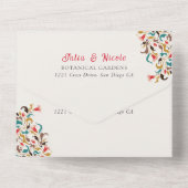 Moderne Elegante Romantische Bloemen Krans Trouwen All In One Uitnodiging (Achterkant)