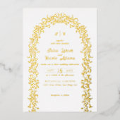 Moderne Elegante Romantische Bloemen Krans Trouwen Folie Uitnodiging (Voorkant)