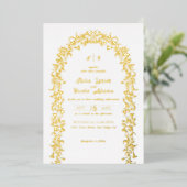 Moderne Elegante Romantische Bloemen Krans Trouwen Folie Uitnodiging (Staand Voorkant)