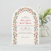 Moderne Elegante Romantische Bloemen Krans Trouwen Kaart (Staand voorkant)