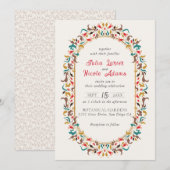 Moderne Elegante Romantische Bloemen Krans Trouwen Kaart (Voorkant / Achterkant)