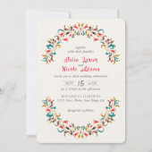 Moderne Elegante Romantische Bloemen Krans Trouwen Kaart (Voorkant)