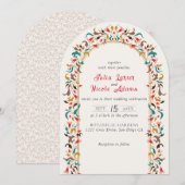 Moderne Elegante Romantische Bloemen Krans Trouwen Kaart (Voorkant / Achterkant)