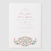 Moderne Elegante Romantische Bloemen Krans Trouwen Vellum Uitnodigingen (Voorkant)