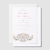 Moderne Elegante Romantische Bloemen Krans Trouwen Vellum Uitnodigingen (Offset)