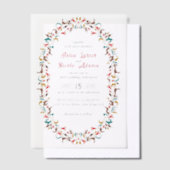 Moderne Elegante Romantische Bloemen Krans Trouwen Vellum Uitnodigingen (Offset)