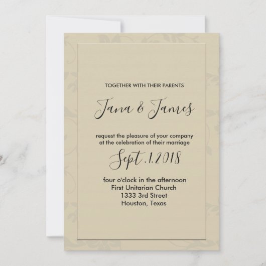 Moderne Elegante Romantische bruiloft Kaart (Voorkant)