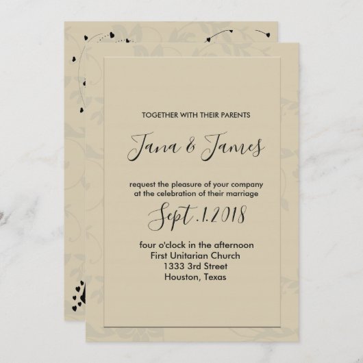 Moderne Elegante Romantische bruiloft Kaart (Voorkant / Achterkant)