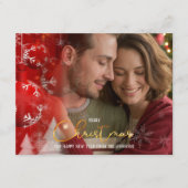 Moderne Elegante Romantische Koppel Rood Goud Kers Feestdagenkaart (Voorkant)