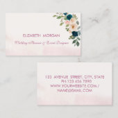 Moderne elegante Romantische Waterverf Blauwe Bloe Visitekaartje (Voorkant / Achterkant)