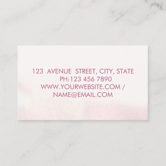 Moderne elegante Romantische Waterverf Blauwe Bloe Visitekaartje (Achterkant)